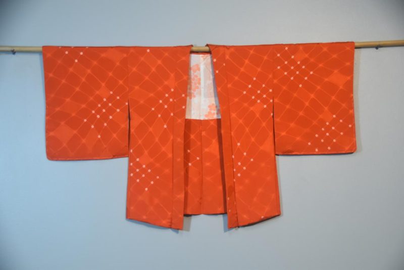 Coral Red Silk Vintage Haori - Image 5