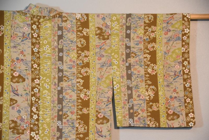 Cranes and Cherry Blossoms Japanese Silk Vintage Kimono - Image 3