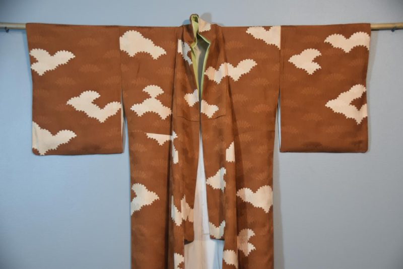 Dark Caramel Japanese Soft Silk Vintage Kimono - Image 5