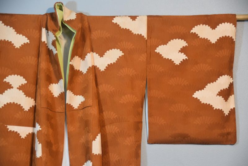 Dark Caramel Japanese Soft Silk Vintage Kimono - Image 4
