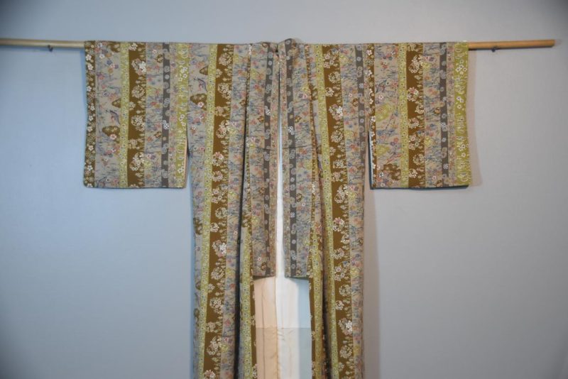 Cranes and Cherry Blossoms Japanese Silk Vintage Kimono - Image 5