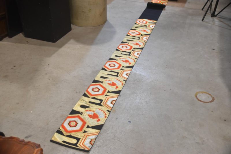 Butterfly Design Red and Black Fukuro Vintage Obi Table Runner Length:4000mm - Image 5