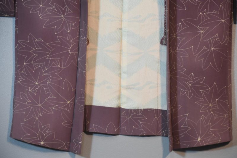 Lilac Maple Leaf Vintage Silk Haori Jacket - Image 7