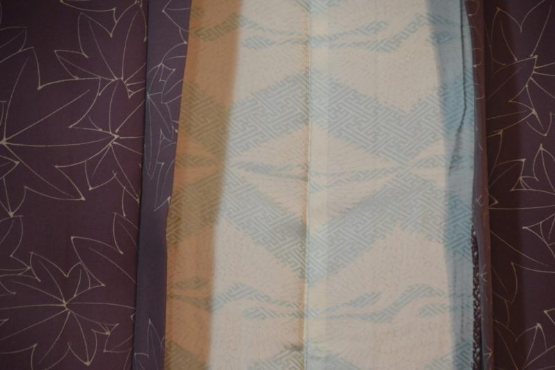 Lilac Maple Leaf Vintage Silk Haori Jacket - Image 4