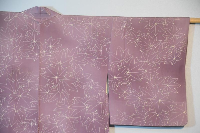 Lilac Maple Leaf Vintage Silk Haori Jacket - Image 9
