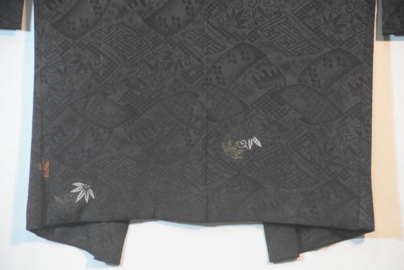 Black Silk Jacquard Vintage Haori Jacket - Image 6