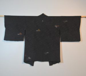 Black Silk Jacquard Vintage Haori Jacket