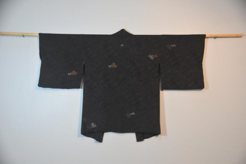Black Silk Jacquard Vintage Haori Jacket