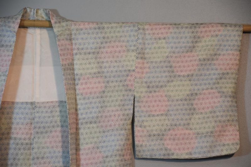 Geometric Design Vintage Silk Haori Jacket - Image 6