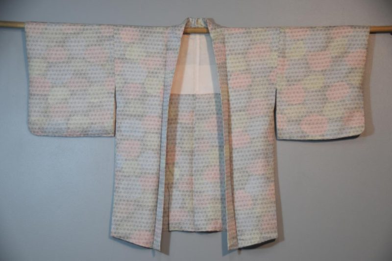 Geometric Design Vintage Silk Haori Jacket - Image 3