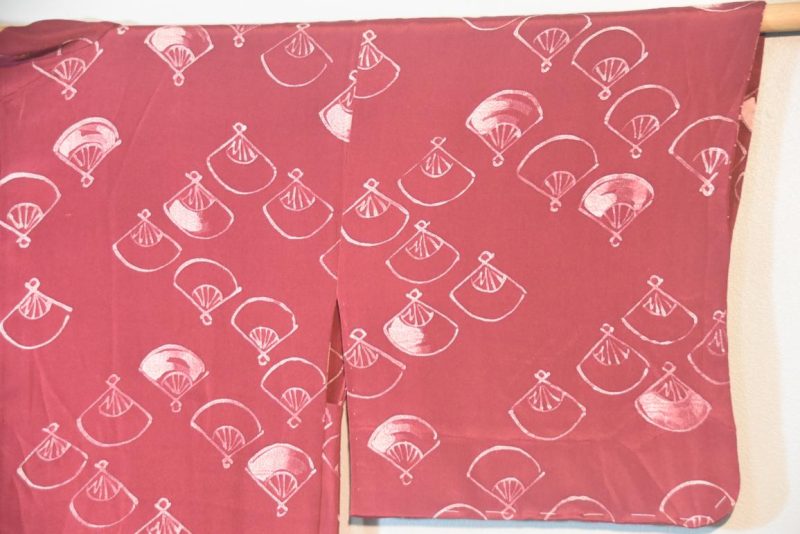 Vintage Fan Design Silk Haori Jacket - Image 2