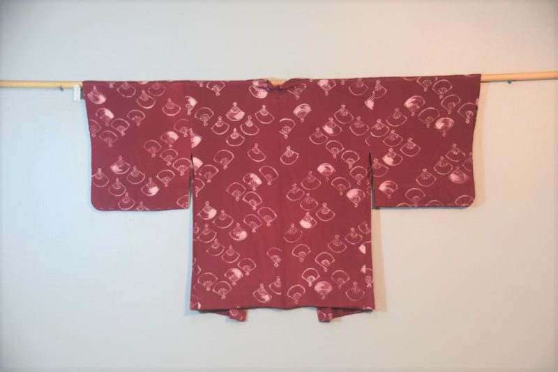 Vintage Fan Design Silk Haori Jacket