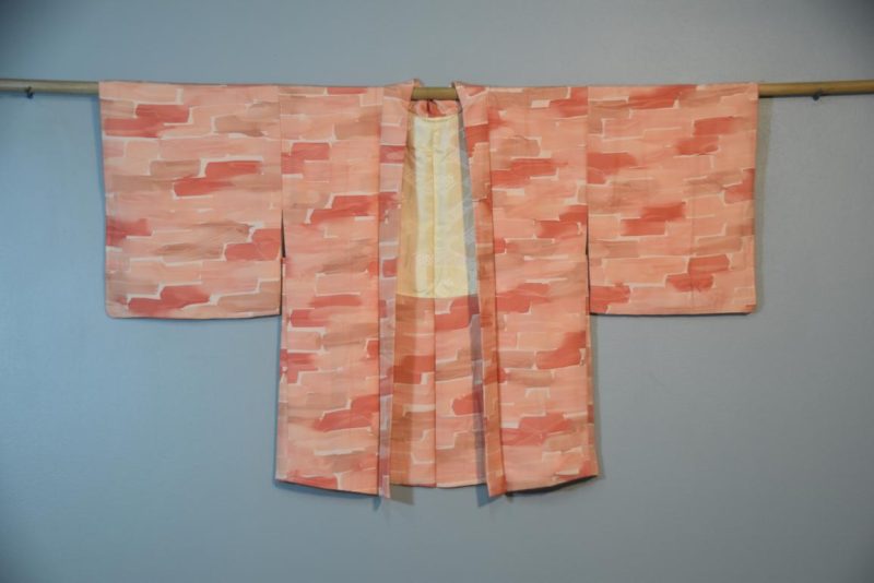 Peach and Pink Silk Vintage Haori Jacket - Image 5