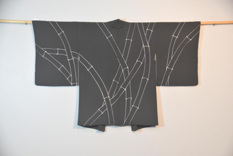 Bamboo on Black Silk Vintage Haori Jacket