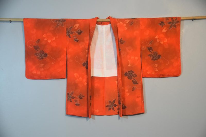 Smashing Orange Silk Vintage Haori Jacket - Image 5