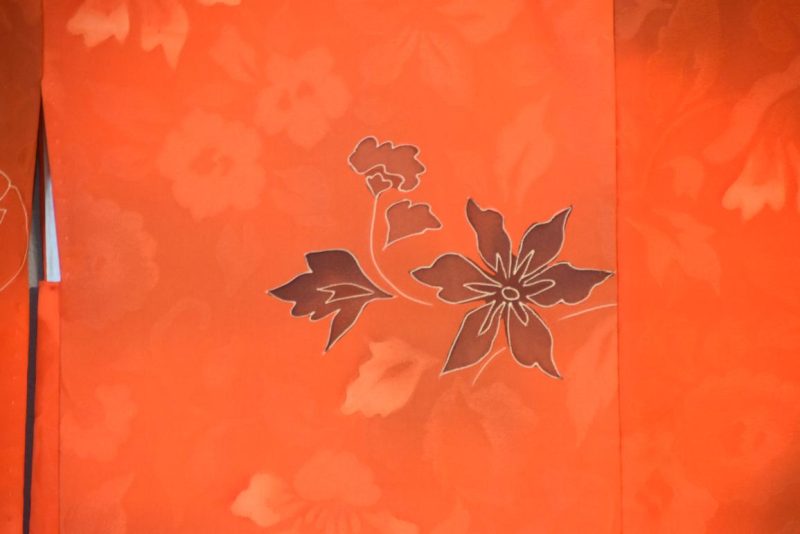 Smashing Orange Silk Vintage Haori Jacket - Image 2