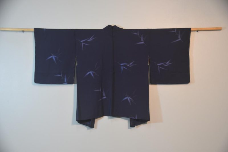 Navy Bamboo Leaf Vintage Silk Haori