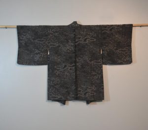 Black with Silver Thread Vintage Silk Haori