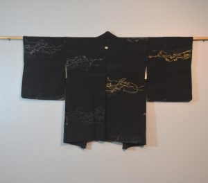 Black with Metallic Thread Vintage Silk Haori