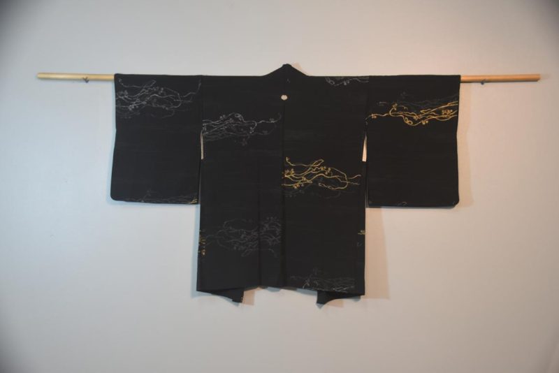 Black with Metallic Thread Vintage Silk Haori
