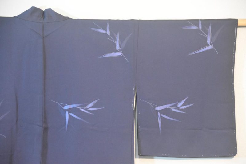 Navy Bamboo Leaf Vintage Silk Haori - Image 9