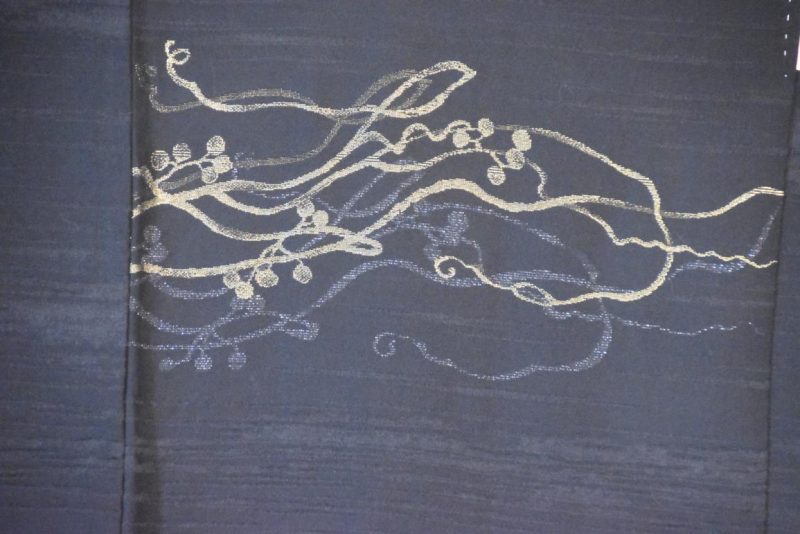 Black with Metallic Thread Vintage Silk Haori - Image 2