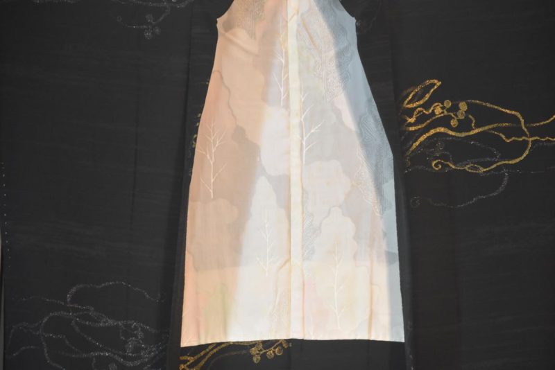 Black with Metallic Thread Vintage Silk Haori - Image 7