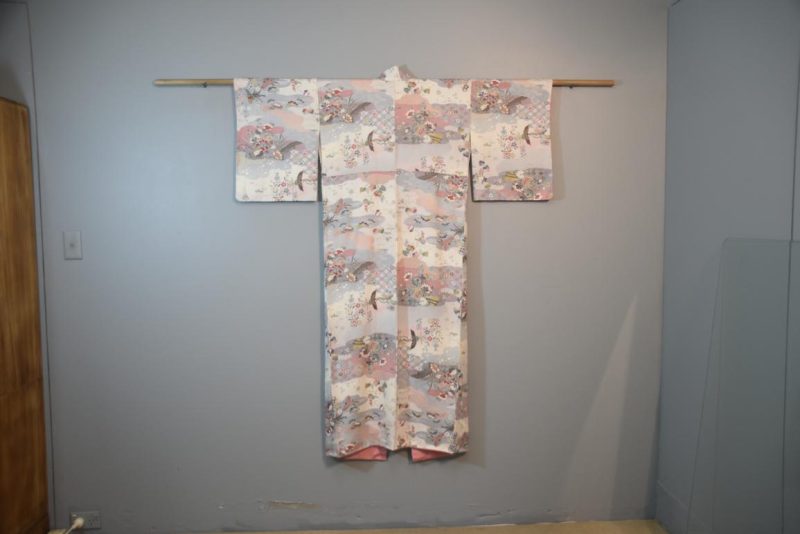Bird and Flower Vintage Silk Kimono