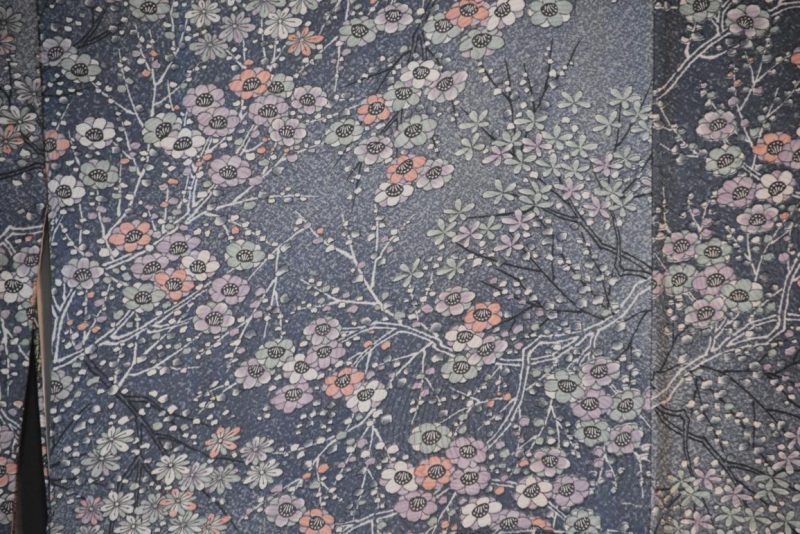 Blue Blossoms Vintage Silk Kimono - Image 2