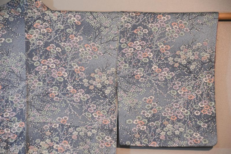 Blue Blossoms Vintage Silk Kimono - Image 5