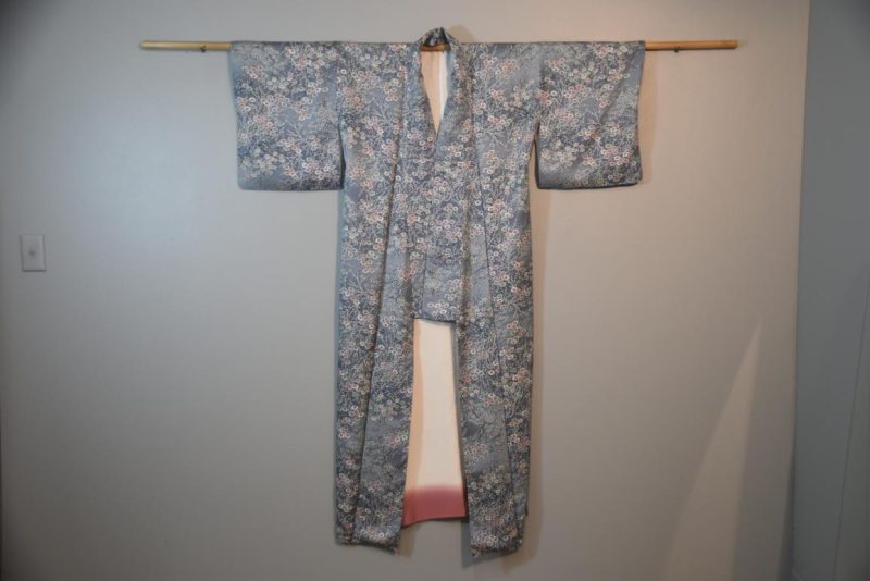 Blue Blossoms Vintage Silk Kimono - Image 3
