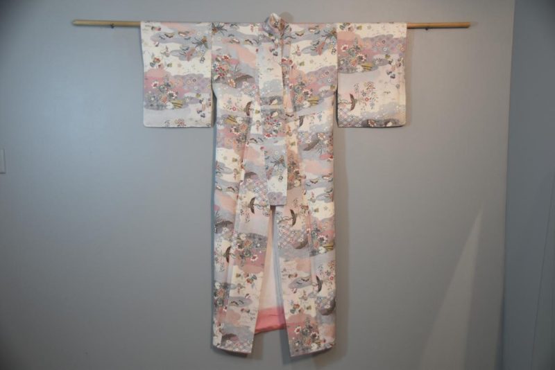 Bird and Flower Vintage Silk Kimono - Image 5