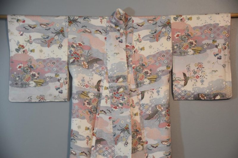 Bird and Flower Vintage Silk Kimono - Image 7