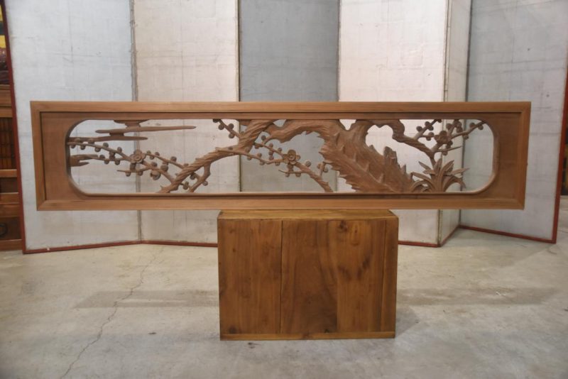Japanese Carved Wooden Rama Transom Width:1700mm