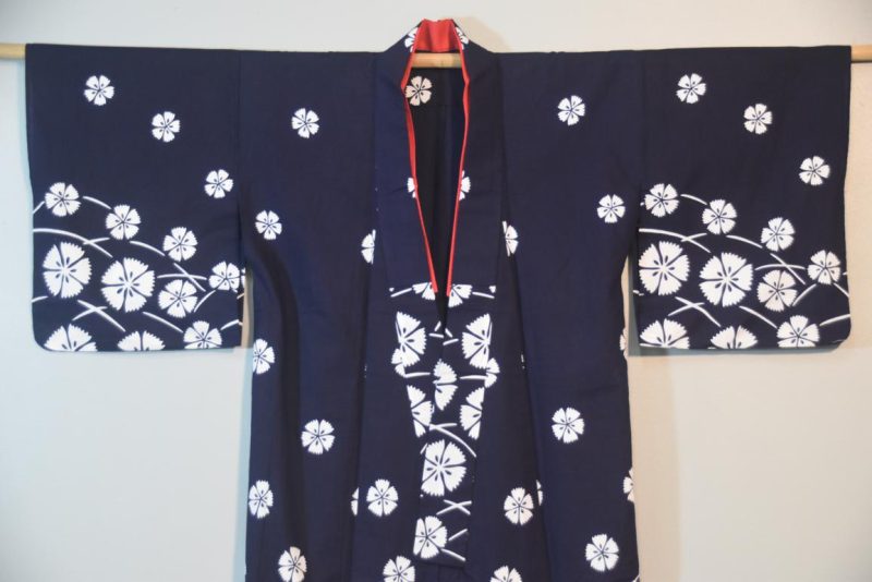 Bold Navy Floral Japanese Cotton Yukata - Image 4
