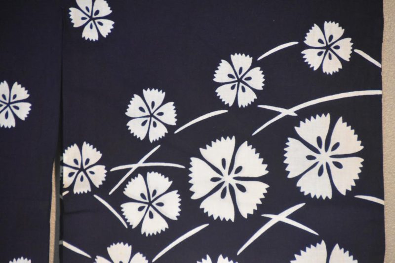 Bold Navy Floral Japanese Cotton Yukata - Image 2