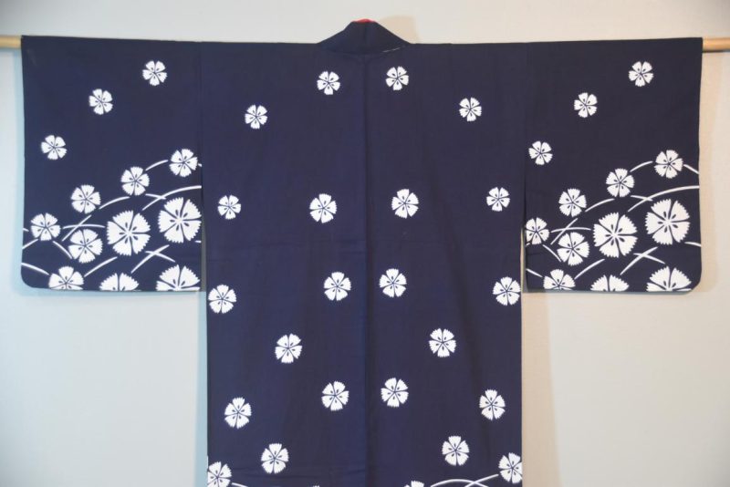 Bold Navy Floral Japanese Cotton Yukata - Image 6
