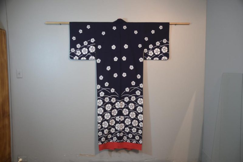 Bold Navy Floral Japanese Cotton Yukata