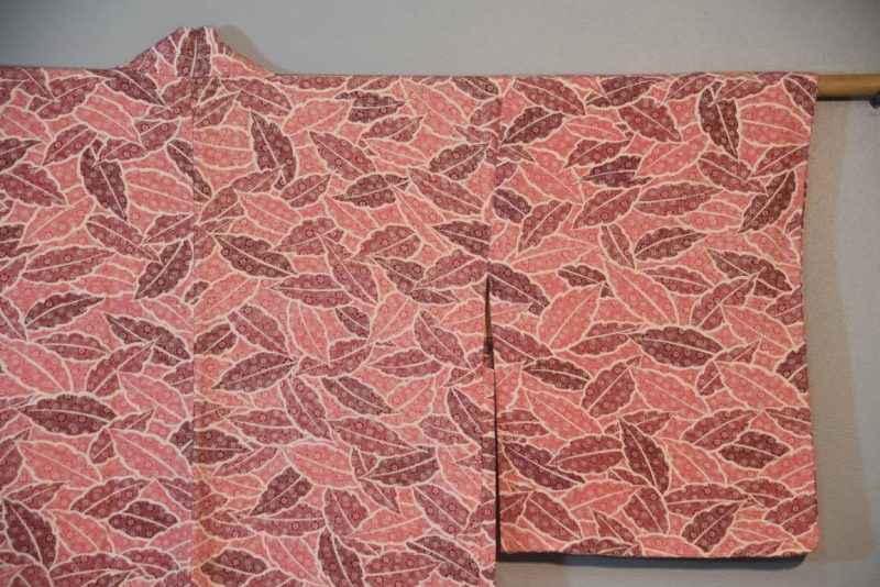 Leaves in Pink Vintage Silk Haori - Image 8