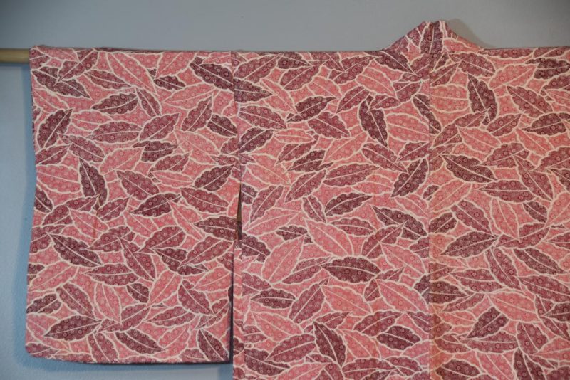 Leaves in Pink Vintage Silk Haori - Image 7