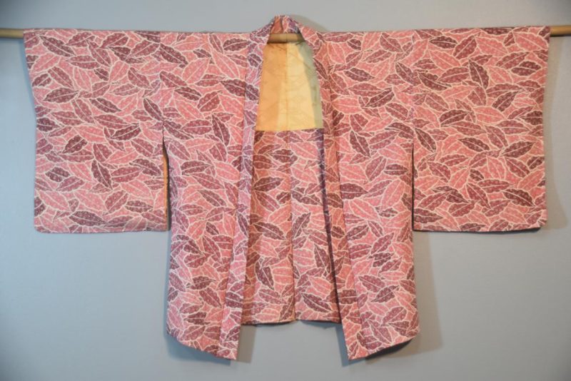 Leaves in Pink Vintage Silk Haori - Image 3