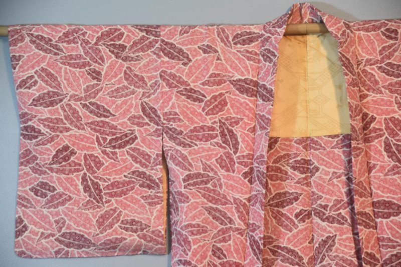 Leaves in Pink Vintage Silk Haori - Image 5