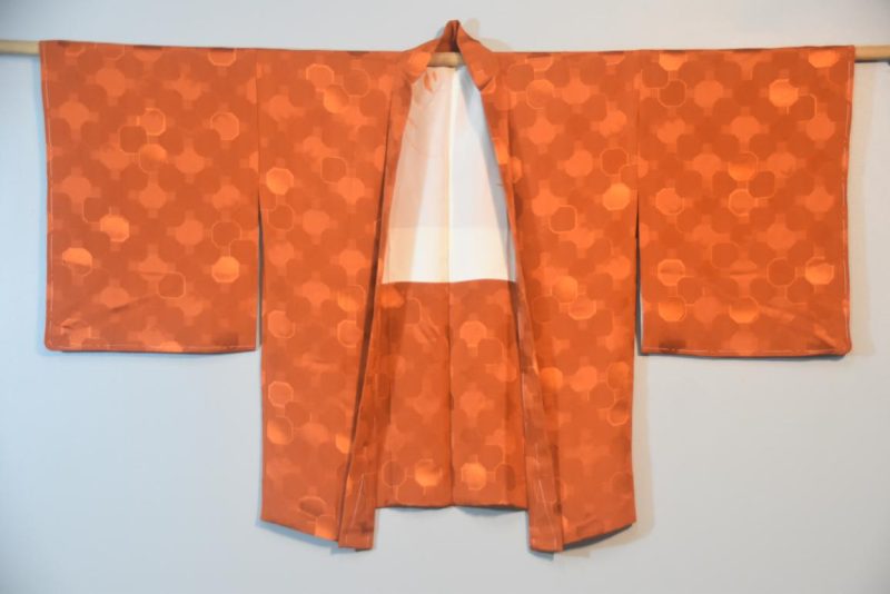Russet Geometric Silk Jacquard Haori - Image 4