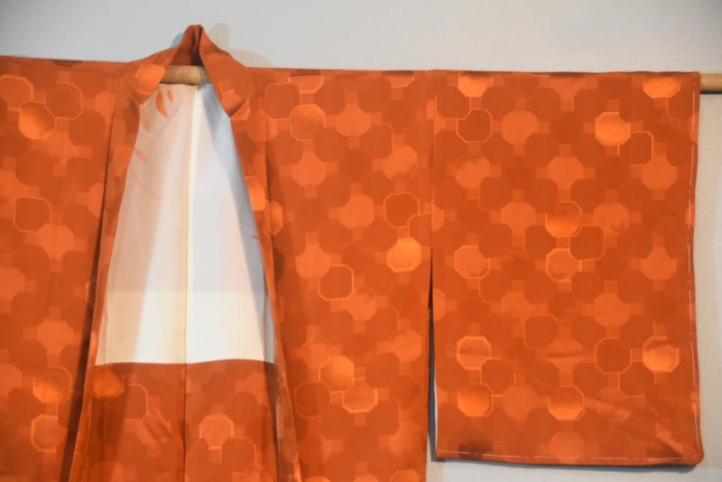 Russet Geometric Silk Jacquard Haori - Image 6
