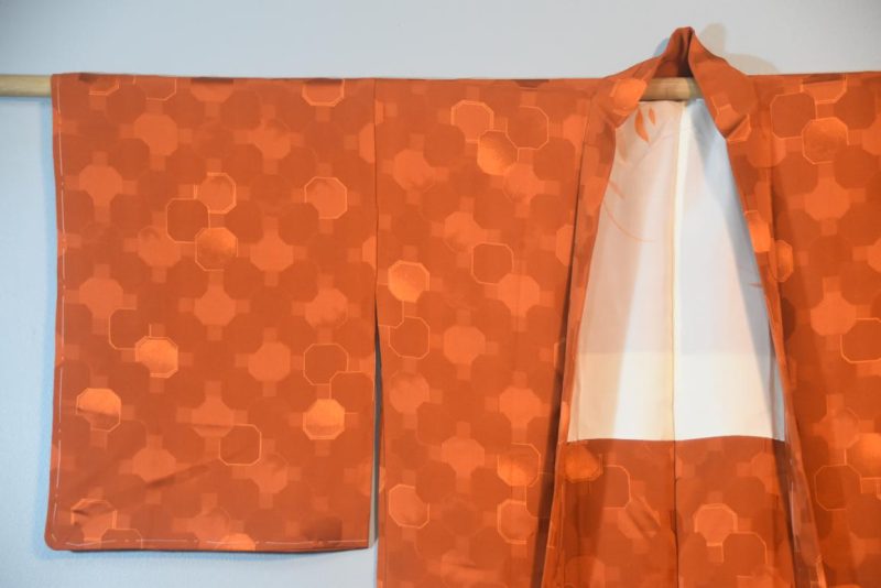 Russet Geometric Silk Jacquard Haori - Image 5