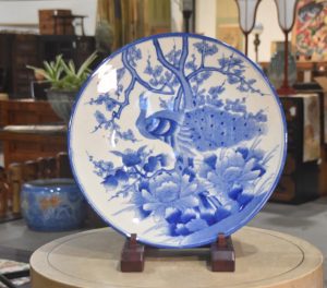 Japanese Blue and White Ceramic Plate Width:450mm