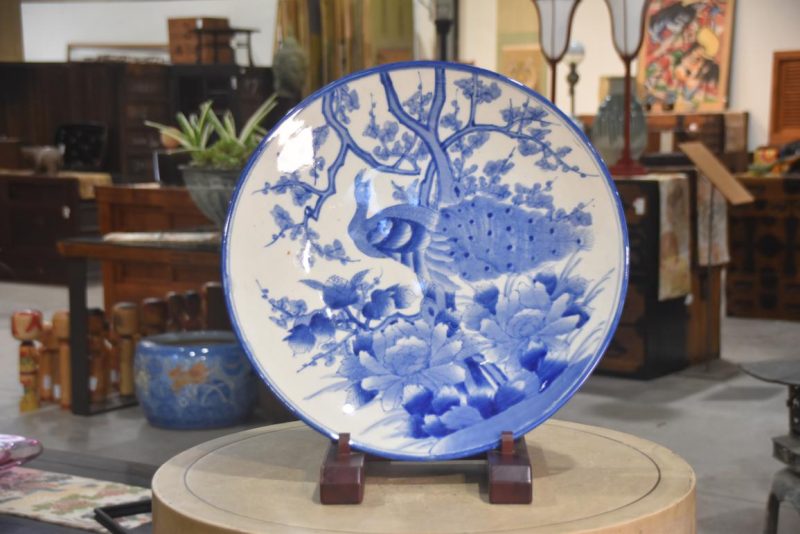 Japanese Blue and White Ceramic Plate Width:450mm
