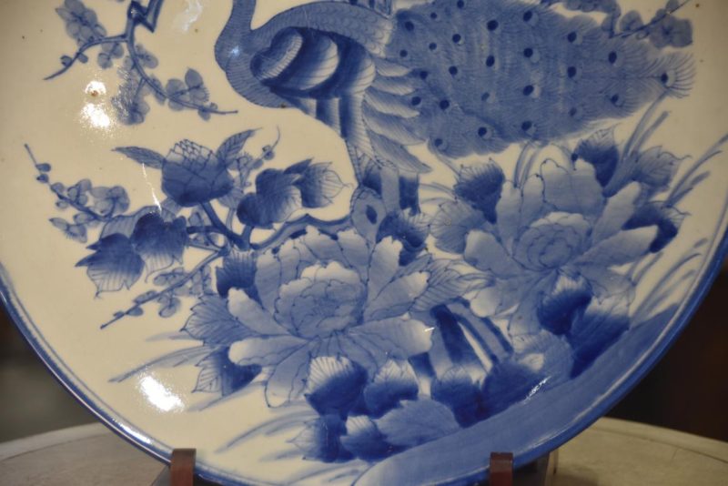 Japanese Blue and White Ceramic Plate Width:450mm - Image 3