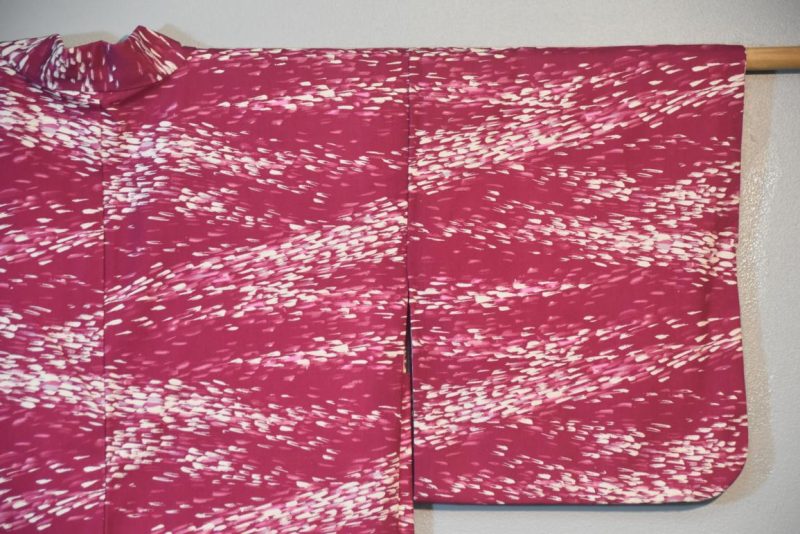 White and Maroon Vintage Silk Haori - Image 3