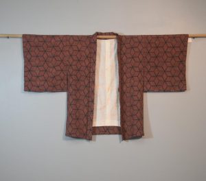 Navy & Red Cubes Vintage Silk Haori